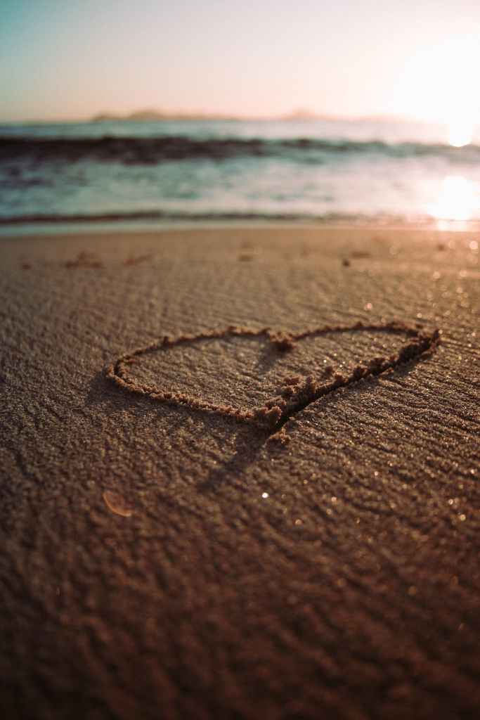 Heart in the sand on the beach
